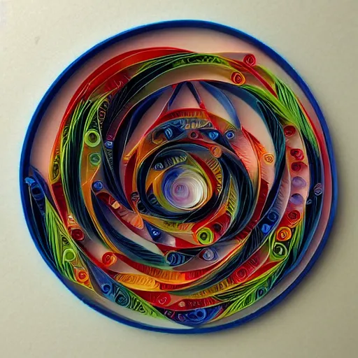 Prompt: Liminal space in outer space, paper quilling