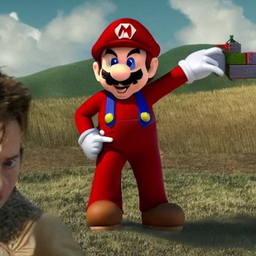 Image similar to johnny depp starring in the movie super mario brothers, movie still, action pose, 8 k