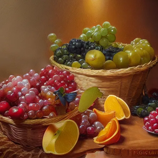 Prompt: photorealistic heaven made of fruit basket, detailed, centered, digital painting, artstation, concept art, donato giancola, joseph christian leyendecker, wlop, boris vallejo, breathtaking, 8 k resolution, extremely detailed, beautiful, establishing shot, artistic, hyperrealistic, beautiful face, octane render, cinematic lighting, dramatic lighting, masterpiece