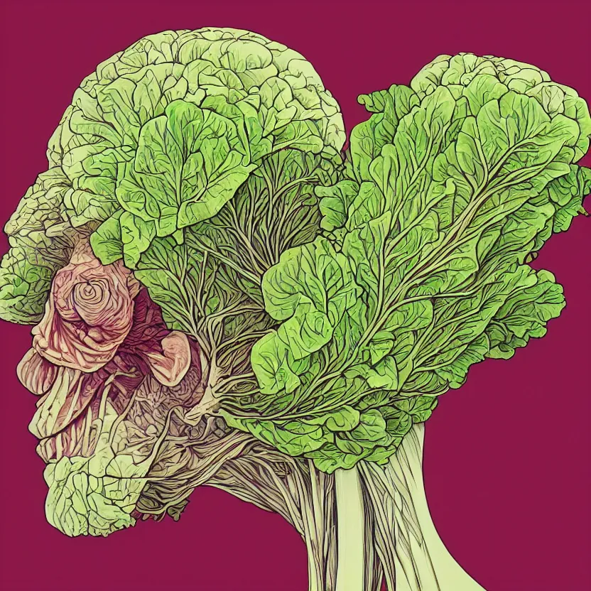 Image similar to the anatomy of a head of lettuce, an ultrafine detailed painting by james jean, intricate linework, full color, studio ghibli, behance contest winner, vanitas, angular, altermodern, unreal engine