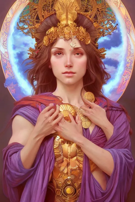 Prompt: goddess of love and peace, accurate anatomy, only two hands, highly detailed, digital painting, artstation, concept art, smooth, sharp focus, illustration, Unreal Engine 5, 8K, art by artgerm and greg rutkowski and alphonse mucha and IFBB pro fitness photograph