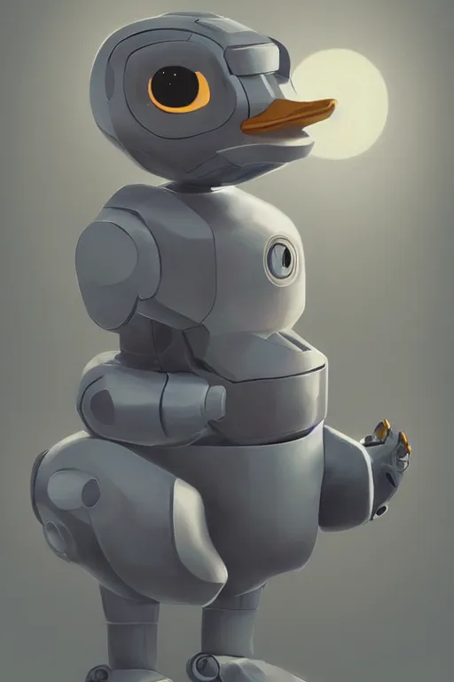 Image similar to robot duck concept, detailed, sharp focus, pastel, intricate, realistic, smooth, volumetric lighting, digital painting, by miyazaki