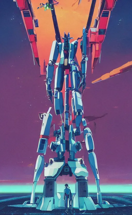 Prompt: movie poster of huge mecha plays a guitar, in the style of < neon genesis evangelion >, 3 d anime, arcane style, retropunk, steampunk, high resolution, 4 k, retrofuturism, by yoshiyuki sadamoto and ghibli and < simon stalenhag >