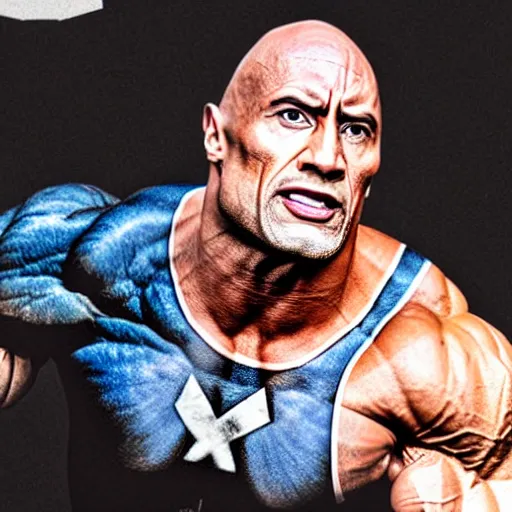 Image similar to a photo The rock with wolverine uniform