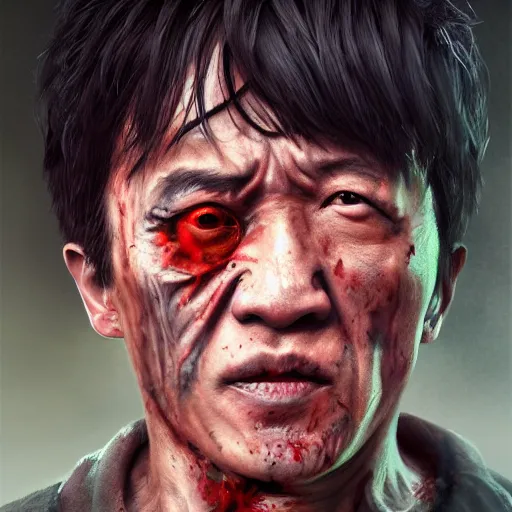 Prompt: a portrait of a zombie Jackie Chan, by WLOP, detailed, realistic, trending on artstation