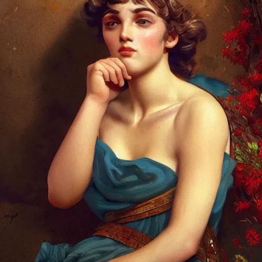 Prompt: very very very epic portrait of the greek young poet patroclus, dreamy and ethereal, expressive pose, peaceful expression, elegant, highly detailed, digital painting, artstation, concept art, smooth, sharp focus, by gil elvgren