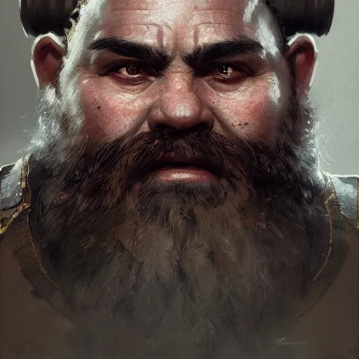 Prompt: a portrait of army dwarf, intricate, headshot, highly detailed, digital painting, artstation, concept art, sharp focus, cinematic lighting, illustration, art by greg rutkowski, cgsociety