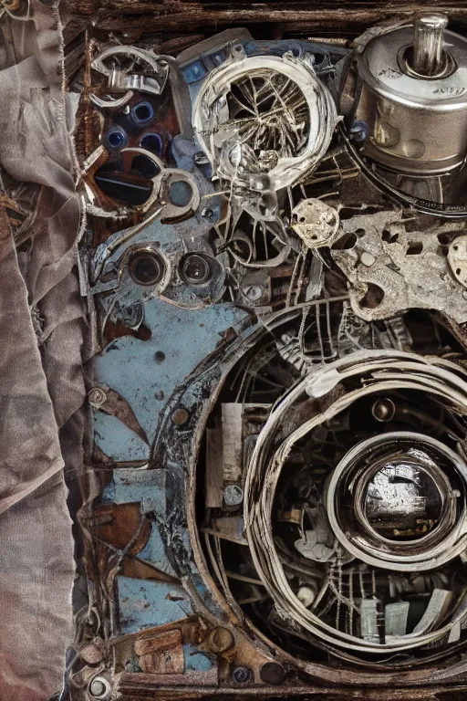 Prompt: A photo of time machine, capacitors and coils inside by Annie Lebovitz and Steve McCurry, grungy, weathered Ultra detailed, hyper realistic, 4k