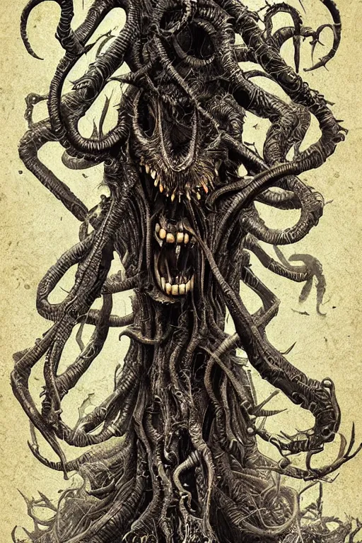 Image similar to eldritch monstrosity, cinematic, digital art, extremely detailed, horror