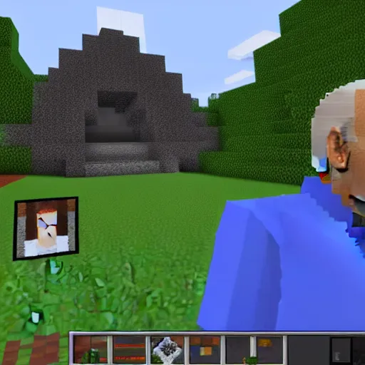 Prompt: A video game screenshot of Joe Biden in minecraft