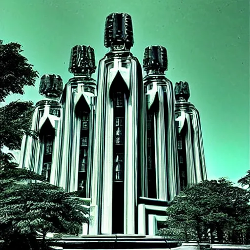 Image similar to “ emerald tower art deco money cathedral ”