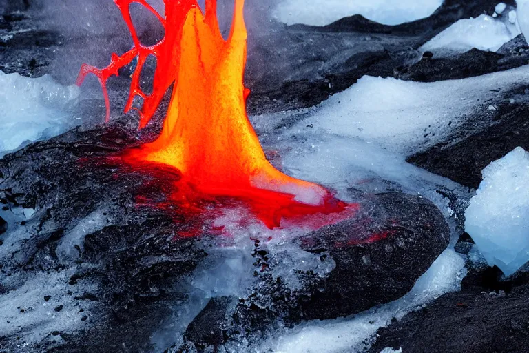 Image similar to lava being poured on ice