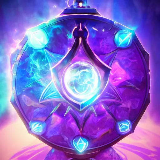Prompt: purple magic mana symbol, epic legends game icon stylized digital illustration radiating a glowing aura global illumination ray tracing hdr fanart arstation by ian pesty and katarzyna bek - chmiel