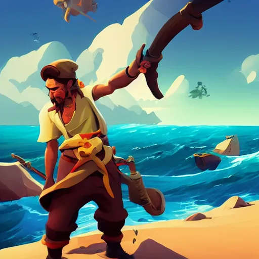 Image similar to painting treasure on sea of thieves game smooth median photoshop filter cutout vector, behance hd by jesper ejsing, by rhads, makoto shinkai and lois van baarle, ilya kuvshinov, rossdraws global illumination