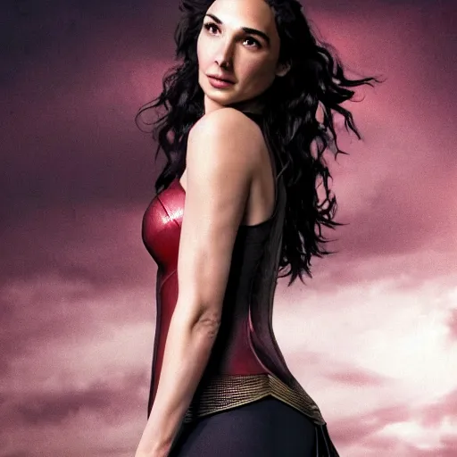 Prompt: Full body photo of the beautiful woman Gal Gadot a vampire, she is quiet, she has vampire fangs, there is a red glow coming from her, she is getting ulluminated by the red full moon, the photo was taking by Annie Leibovitz, matte painting, oil painting, naturalism, 4k, 8k