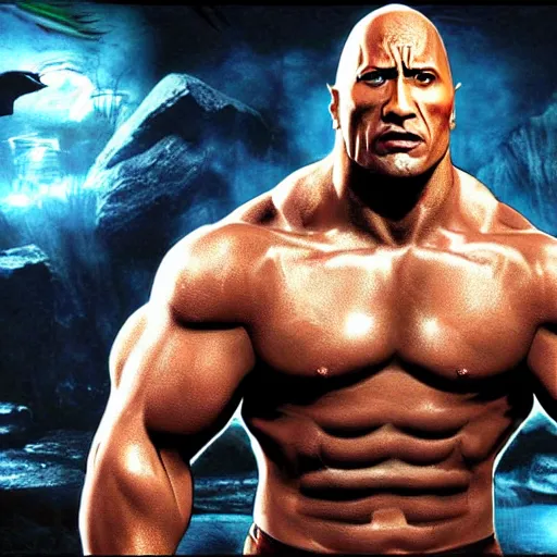 Image similar to Dwayne Johnson I’m mortal kombat 4K detailed super realistic