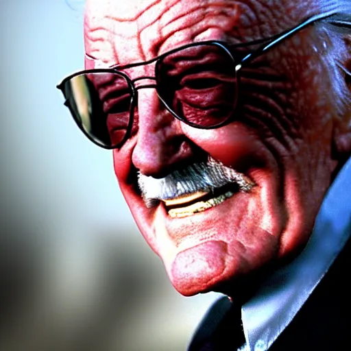 Prompt: High quality screenshot of Stan Lee on Batman: The Dark Knight (2008)