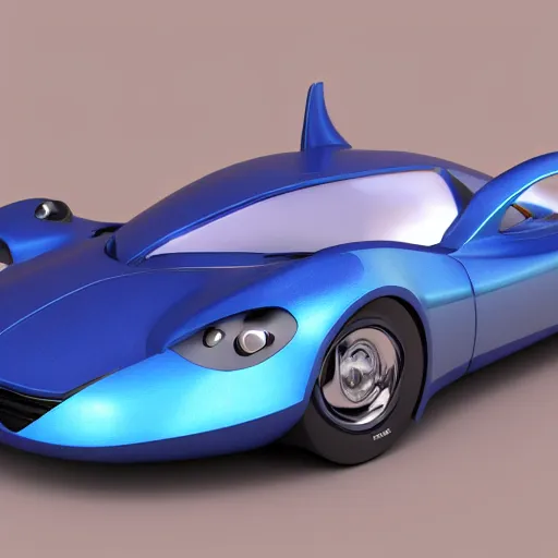 Image similar to a blue cat - shaped futuristic car, render, digital art, intricate detail, artstation, ultra high resolution 8 k