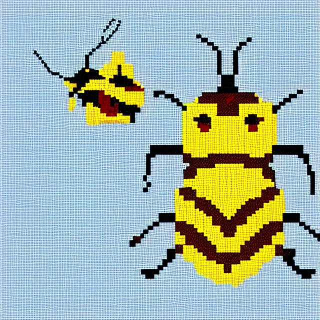 Image similar to bee, pixelated, flying