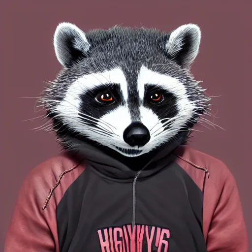 Prompt: highly detailed illustration cartoon of a hip hop raccoon, artstation 4 k