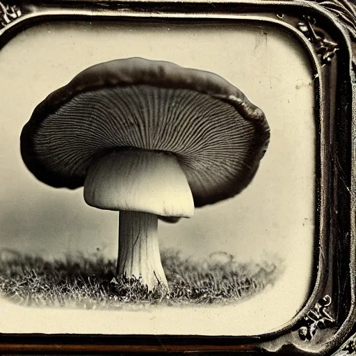 Image similar to Victorian Photograph of a mushroom outside