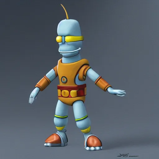 Prompt: a photorealistic render of bender as a real life character