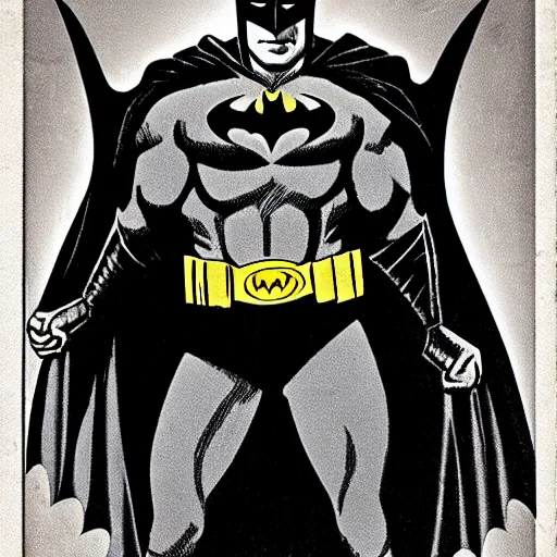 Image similar to a old timey picture of batman, hd, old timey, intricate detail, old, vintage