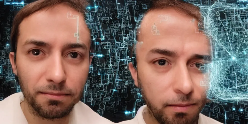 Image similar to ai artificial intelligence selfie stare, glare, clear focus