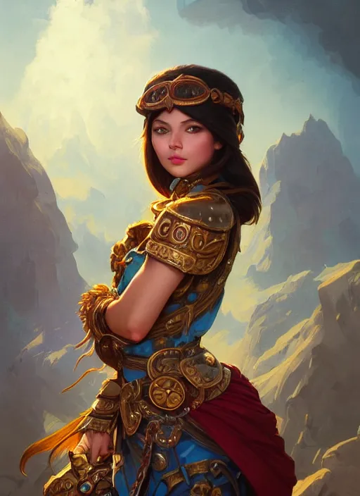 Image similar to portrait of russian mexican asian girl jodhpurs hyperborea lemuria, deep focus, d & d, fantasy, intricate, elegant, highly detailed, digital painting, artstation, concept art, matte, sharp focus, illustration, hearthstone, art by rhads by artgerm and greg rutkowski and alphonse mucha