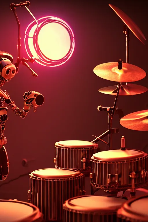 Image similar to high quality 3 d render very cute cyborg beagle plays drums!, cyberpunk highly detailed, unreal engine cinematic smooth, in the style of blade runner & pixar, hannah yata charlie immer, moody light, low angle, uhd 8 k, sharp focus