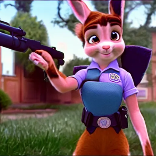 Prompt: film still of Judy Hopps as a real human young policewoman, from 21 Jump Street (1987)