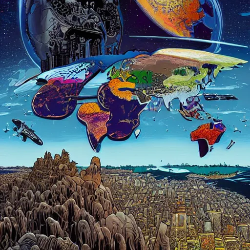 Prompt: Planet Earth, by Dan Mumford and Sandra Chevrier, 4k