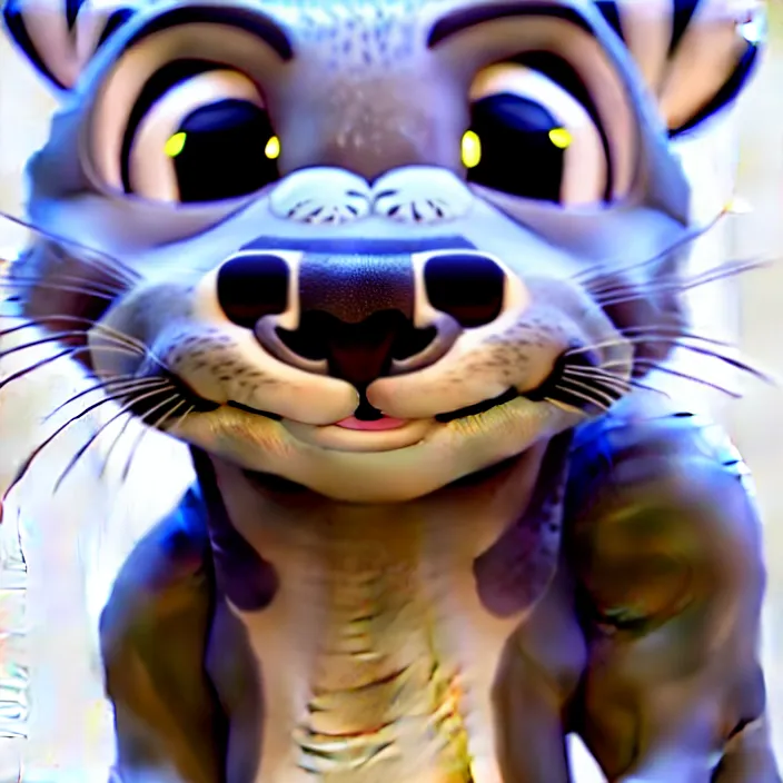 Prompt: portrait of a very cute gray otter in the style of zootopia. volumetric lighting, subsurface scattering, hyperrealistic, render, hyperdetailed