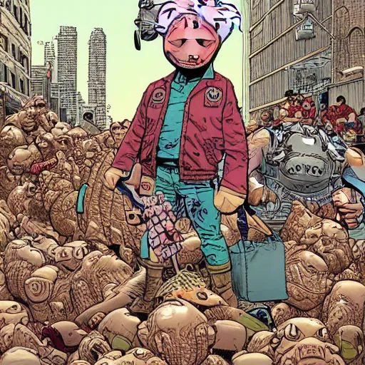 Prompt: king pig, style of Geof Darrow