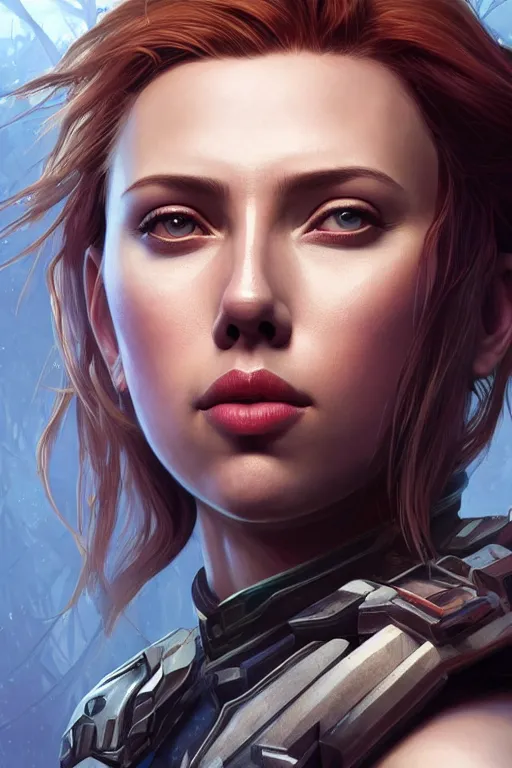 Prompt: symmetry!! portrait of scarlet johansson in the style of horizon zero dawn, machine face, intricate, elegant, highly detailed, digital painting, artstation, concept art, smooth, sharp focus, illustration, art by artgerm and greg rutkowski and alphonse mucha, 8 k