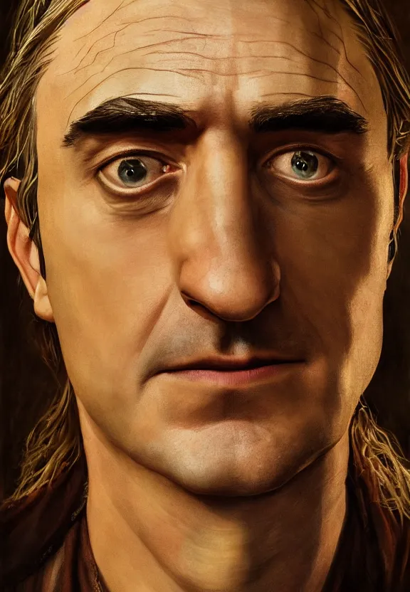 Prompt: a face portrait of john oliver as legolas from the lord of the rings, warm colors, soft lighting, atmospheric, cinematic, moody, in the style of diego koi, gina heyer, luiz escanuela, art by alyssa monk, hyperrealism, rule of thirds, oil on canvas, 8 k