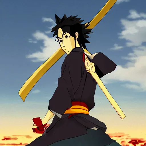 Image similar to samurai champloo on airplane