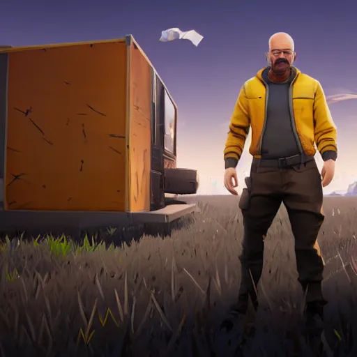 Prompt: walter white in fortnite gameplay by greg rutkowski