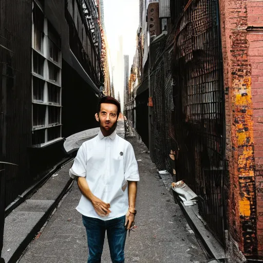 Prompt: photoreal kodama standing in a new york alley