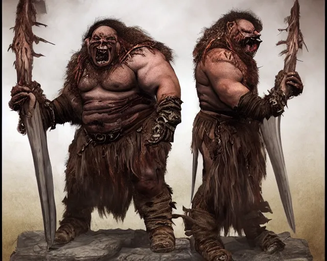 Prompt: paul walter hauser as an orc berserker, fantasy art, d & d, extremely detailed, high quality, award - winning,