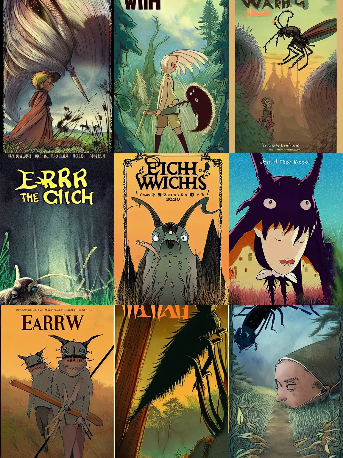 Prompt: (2020) Earwig and the Witch film covers,Studio Ghibli,epic,masterpiece illustration in the style of Keith Thompson, digital art