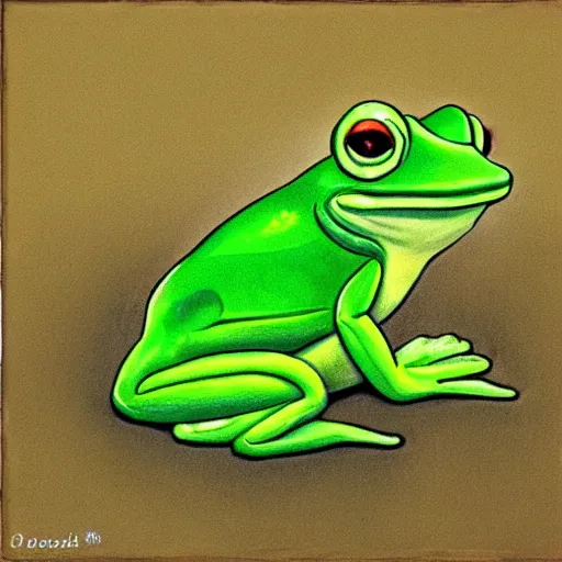 Prompt: a green frog