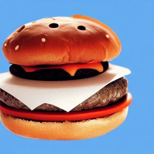 Image similar to a mouse on a hamburger, hyper realistic, macro photo, very detailed