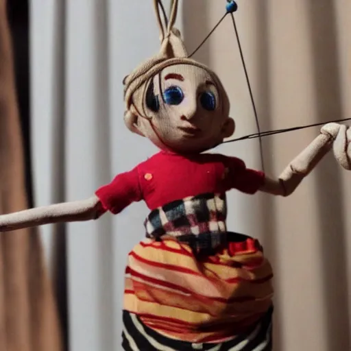 Image similar to a real person on marionette strings