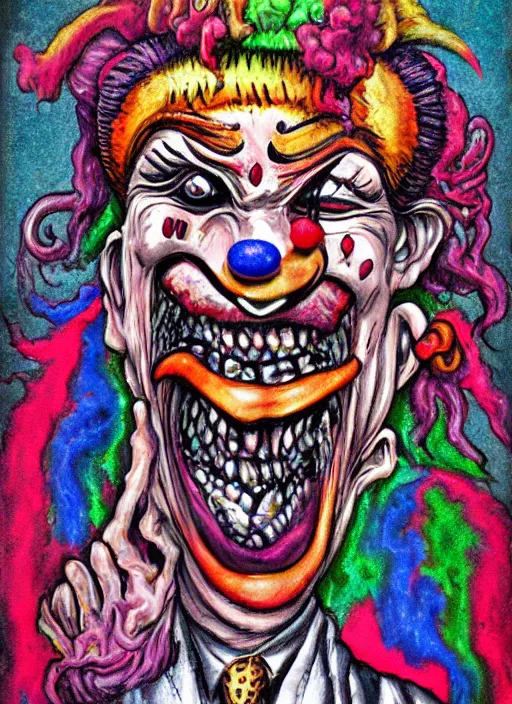 Prompt: surreal and absurd chaotic psychedelic clown demon