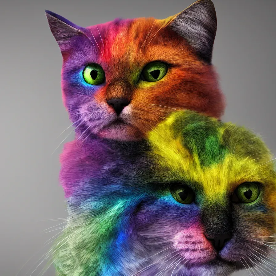 Image similar to a Rainbow cat ready to catch a mouse, ultra realistic, 8K