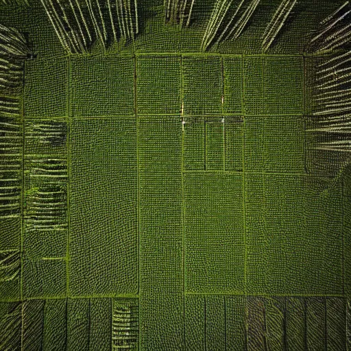 Prompt: “overhead perspective view of a corn maze field, drone shot, photography, parallax, high quality”