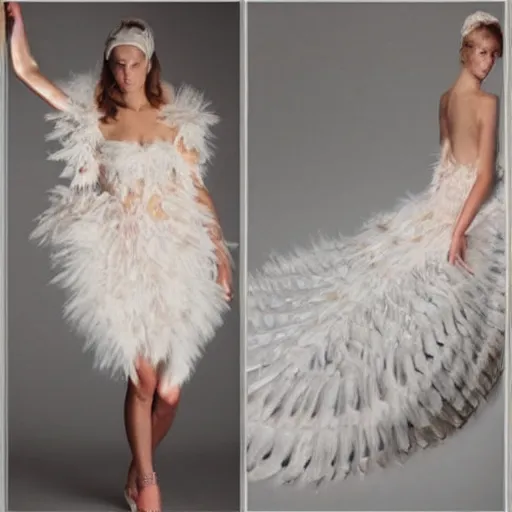 Prompt: dress made out of swans