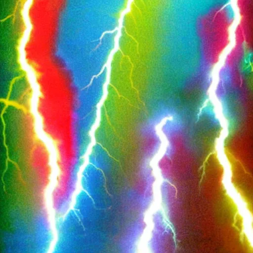 Image similar to rainbow colored lightning bolts