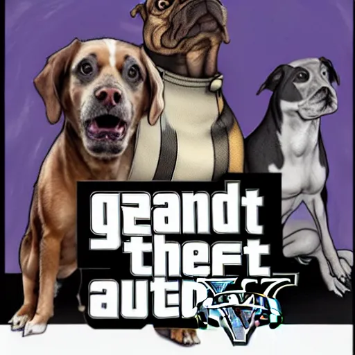 Prompt: a dog as a street thug, gta 5 cover